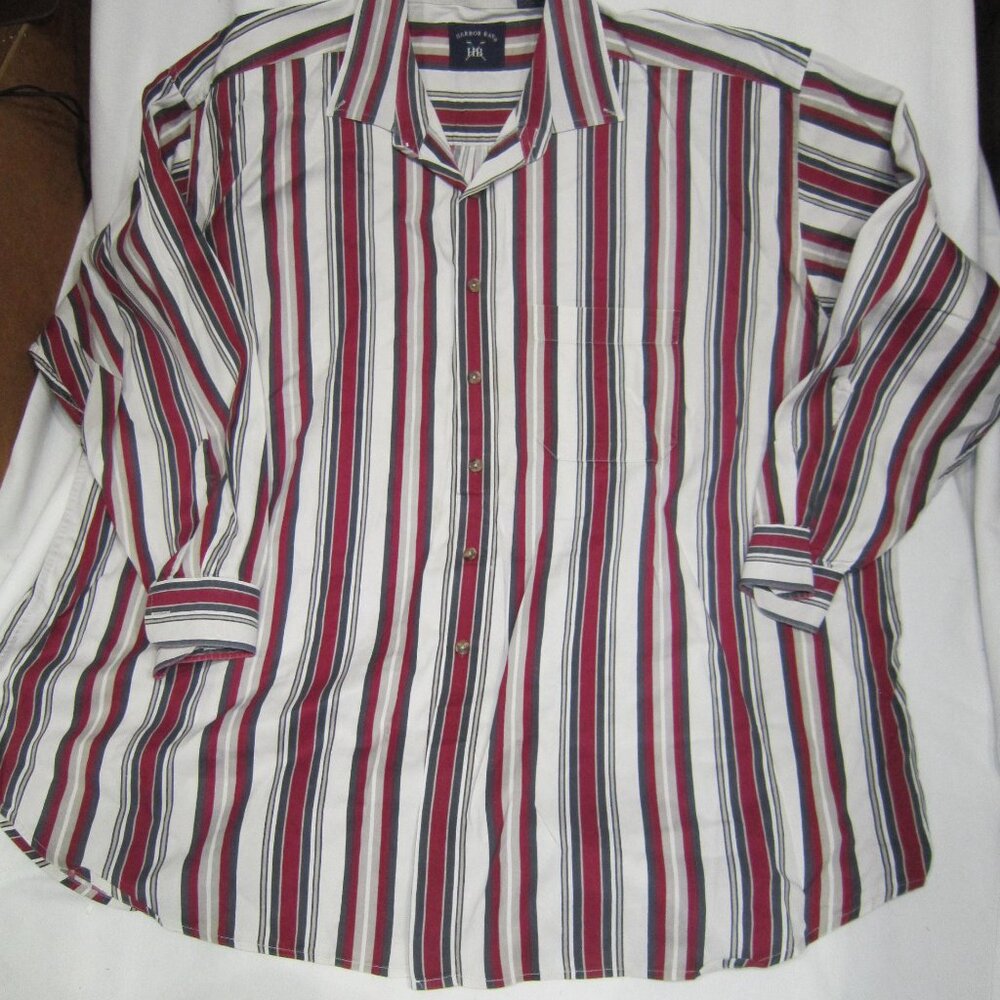 Harbor Bay Burgundy, Grey, white & Blue Men's Dress Shirt, sz. 3XL Big